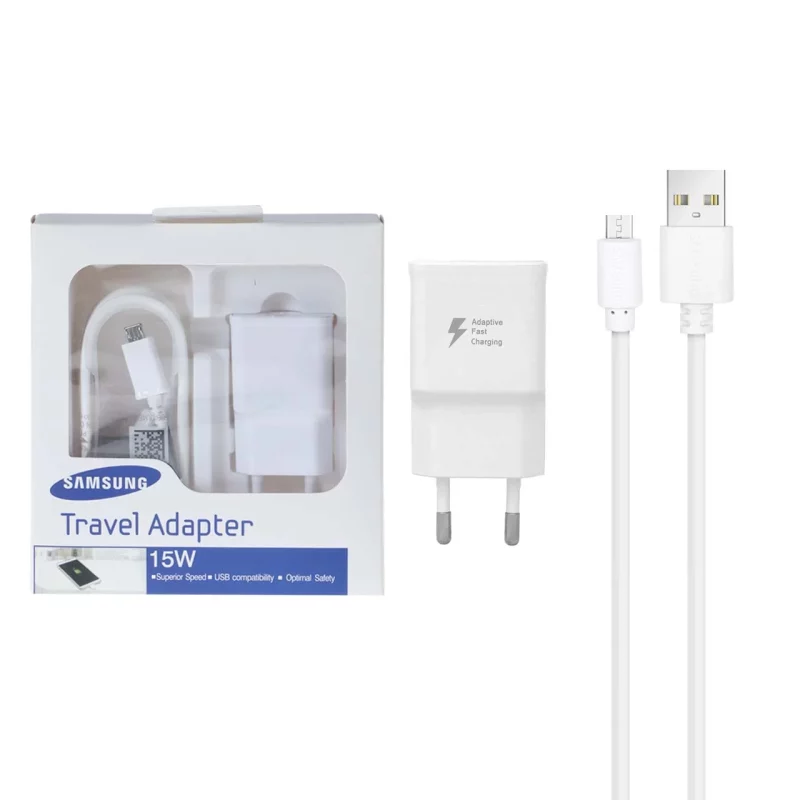 شارژر دیواری فست تک پورت Samsung-15W به همراه کابل شارژ اندروید-سفید (گارانتی شش ماهه نیکان همراه) - تصویر 2