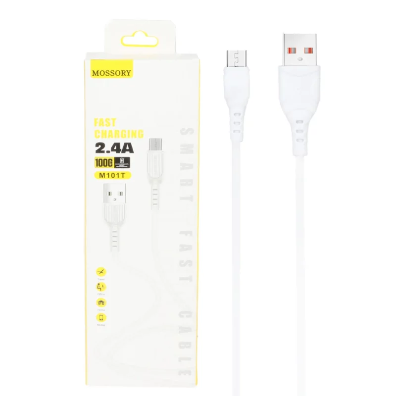 کابل شارژ فست اندروید MOSSORY مدل M101V - سفید - DST (گارانتی شش ماهه) - تصویر 2