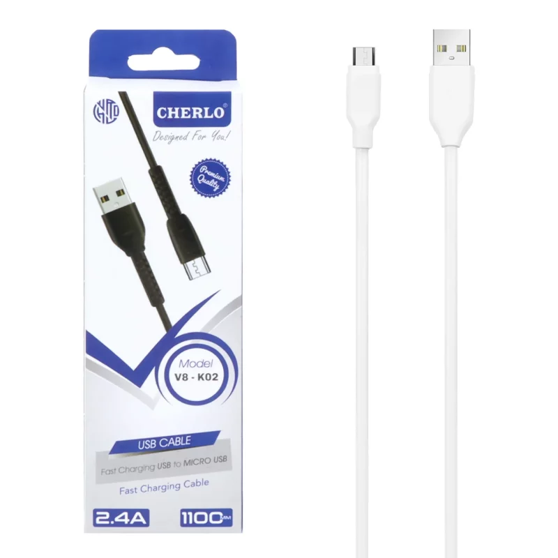 کابل شارژ 1.1 متری فست اندروید CHERLO مدل V8-K02 - سفید - SMO - تصویر 2
