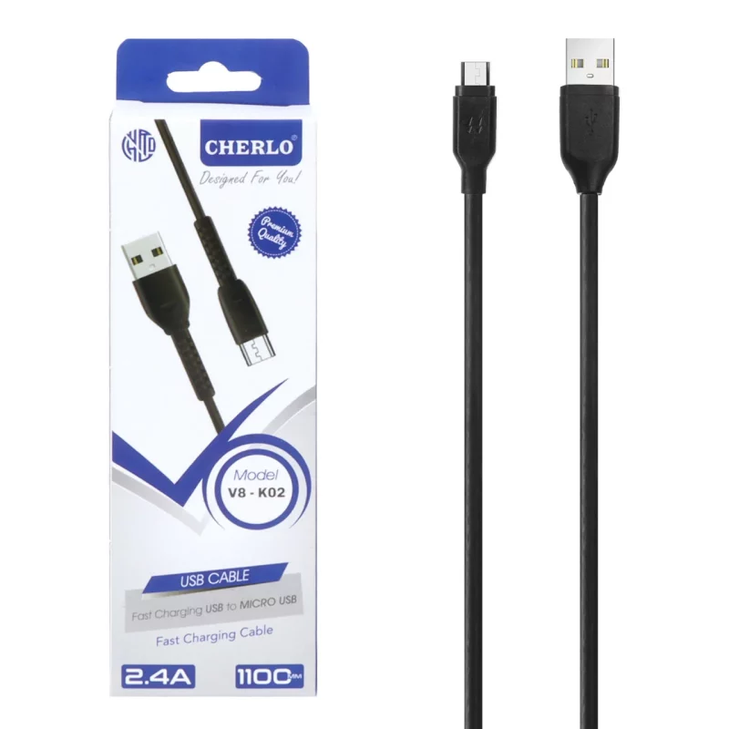 کابل شارژ 1.1 متری فست اندروید CHERLO مدل V8-K02 - مشکی - SMO - تصویر 2