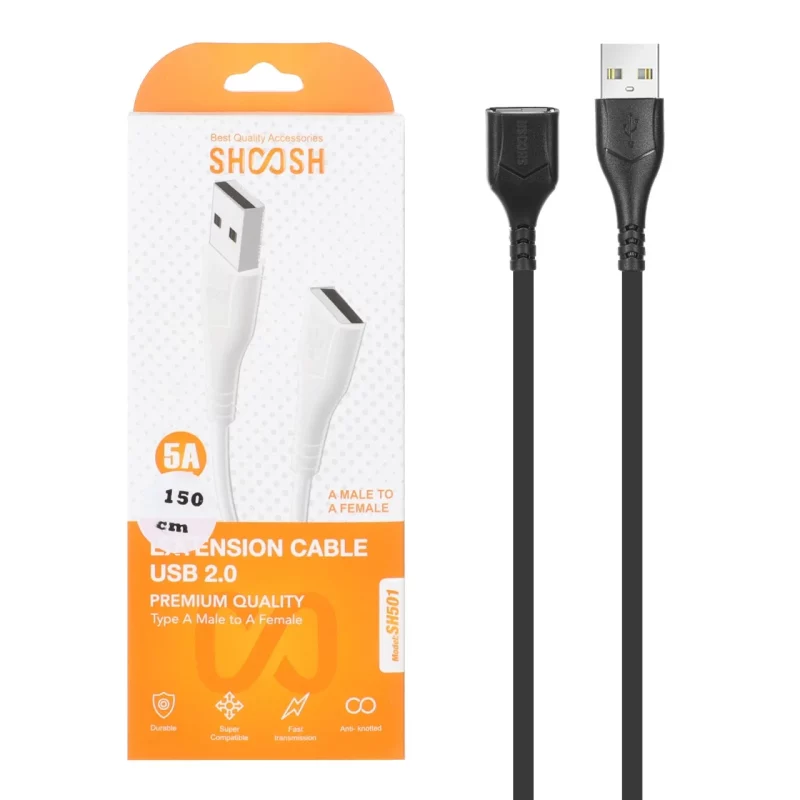 کابل افزایش طول 1.5 متری Shoosh USB2.0 مدل SH501 - مشکی - SMO - تصویر 2