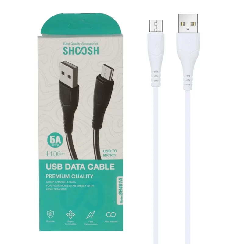 کابل شارژ 1.1 متری فست اندروید Shoosh مدل SH401A - سفید - SMO - تصویر 2