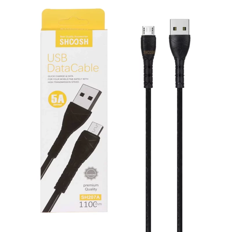 کابل شارژ 1.1 متری فست اندروید Shoosh مدل SH207A - مشکی - SMO - تصویر 2