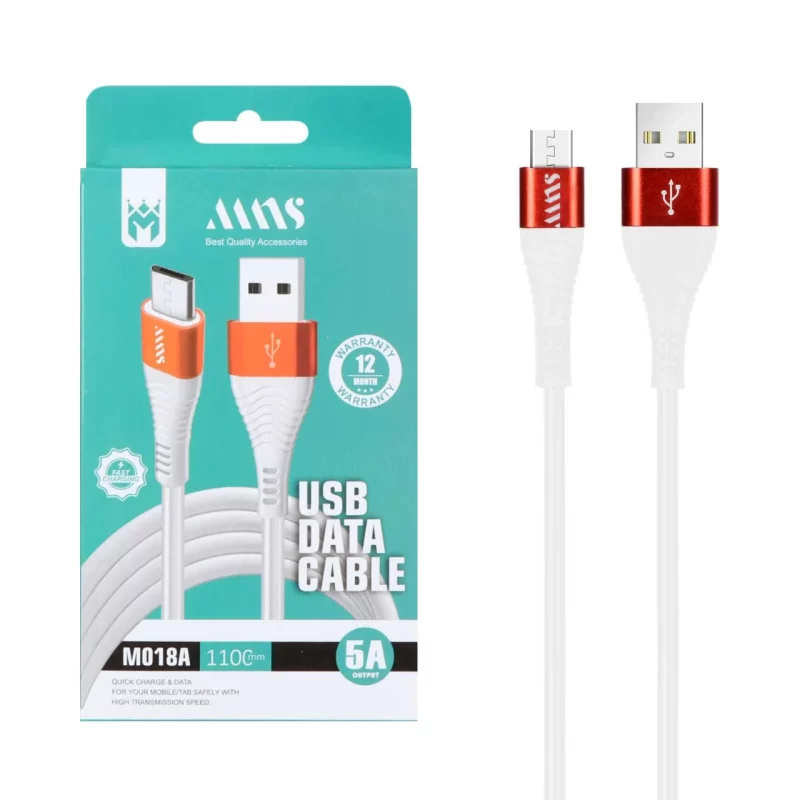 کابل شارژ فست 1.1 متری اندروید MNS مدل M018A - سفید - SMO - تصویر 2