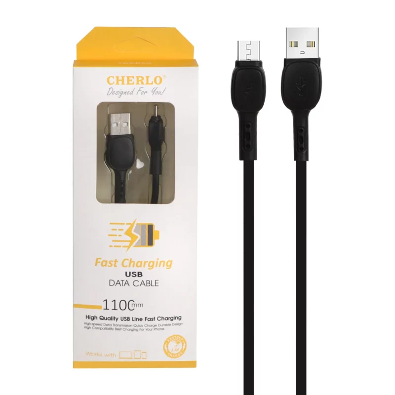 کابل شارژ 1.1 متری اندروید CHERLO مدل CH-V812 - مشکی - SMO - تصویر 2