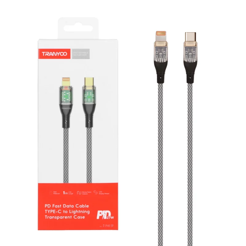 کابل شارژ PD و فست Tranyoo Type-C to Lightning مدل T-P40 IP - مشکی - تصویر 2