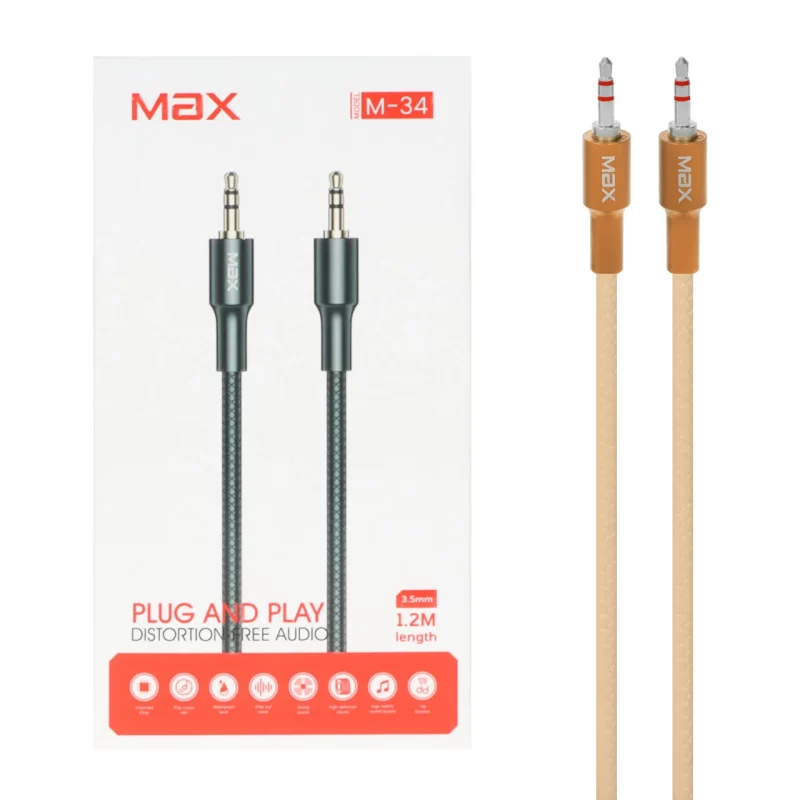 کابل 1.2 متری Max Aux مدل M-34 - طلایی - MMX - تصویر 2