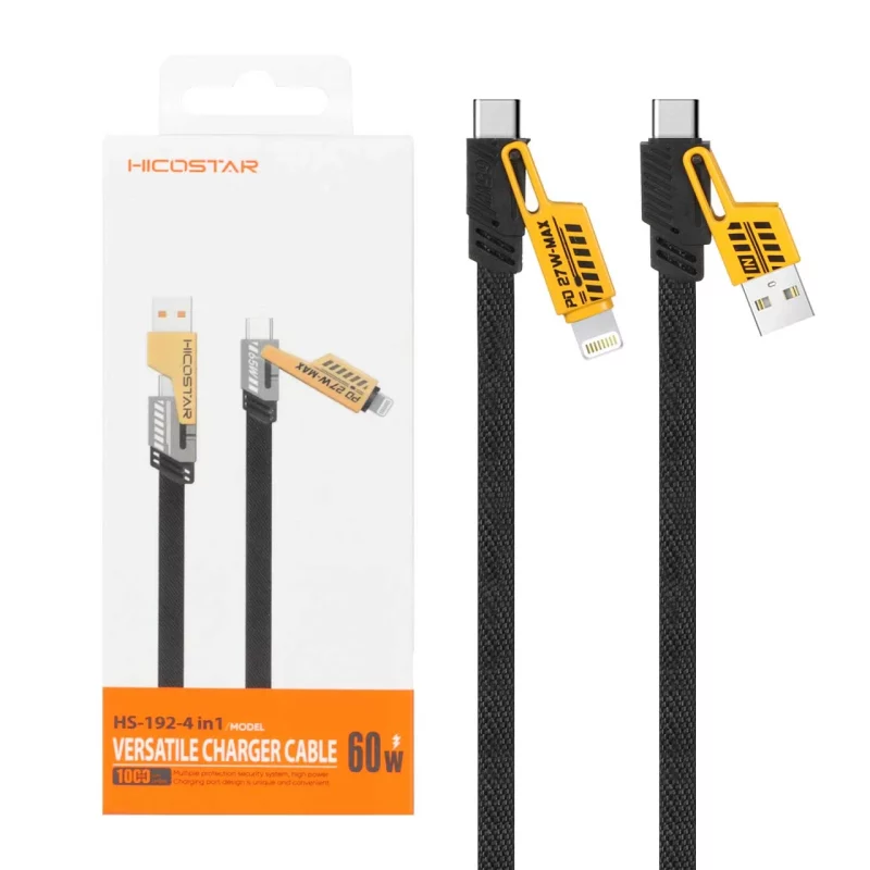 کابل شارژ فست چند کاره Hicostar مدل HS-192 - مشکی - تصویر 2