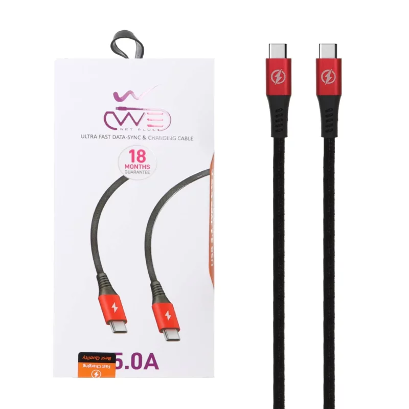 کابل شارژکنفی فست We-net Plus Type-C To Type-C مدل ETW 002 - مشکی قرمز - تصویر 2
