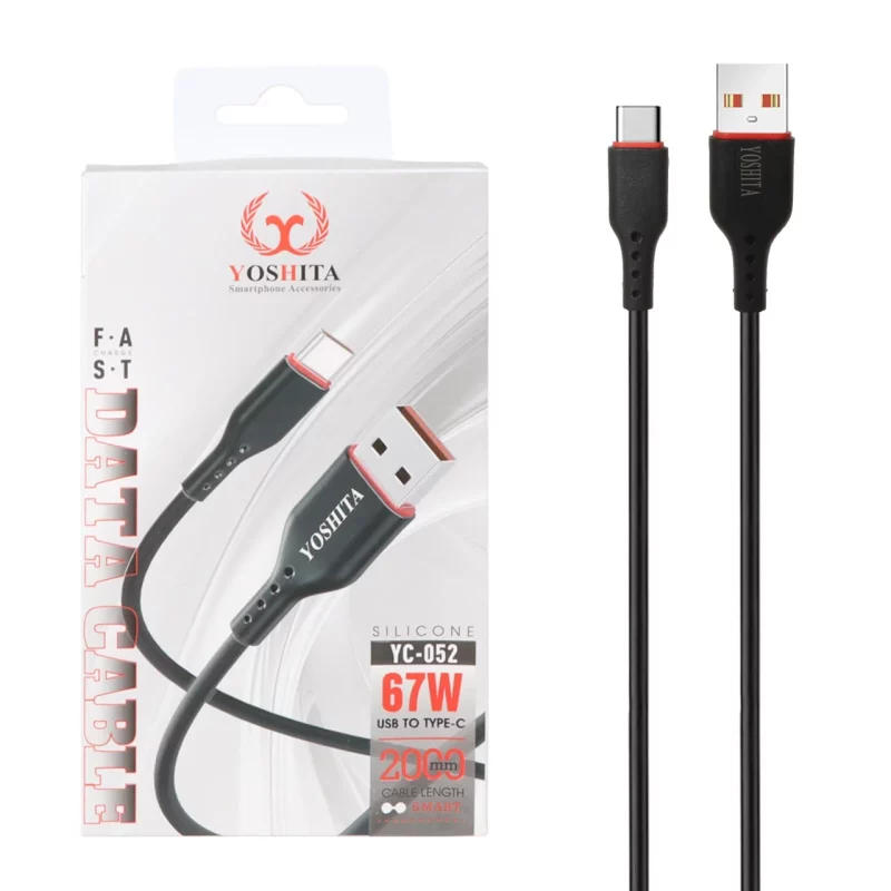 کابل شارژ فست 2 متری Yoshita Type-C مدل YC-052 67W - مشکی - MMS (گارانتی 6 ماهه YA) - تصویر 2