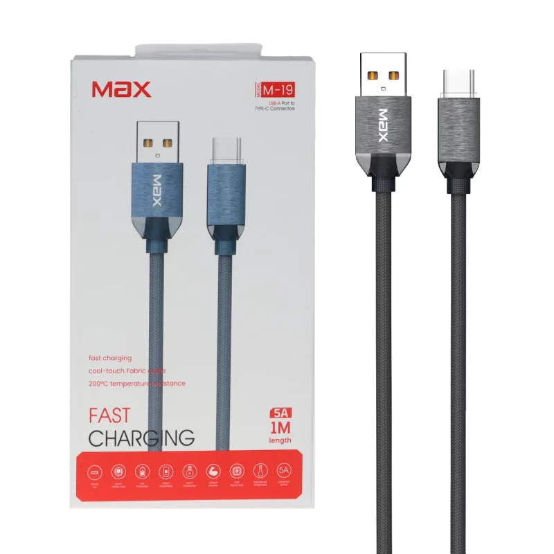 کابل شارژ فست TwinMax Type-C مدل M-19 - خاکستری - تصویر 2