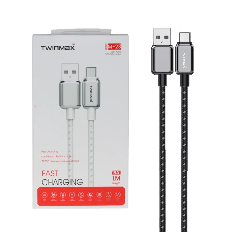 کابل شارژ فست TwinMax Type-C مدل M-23 - مشکی - تصویر 2