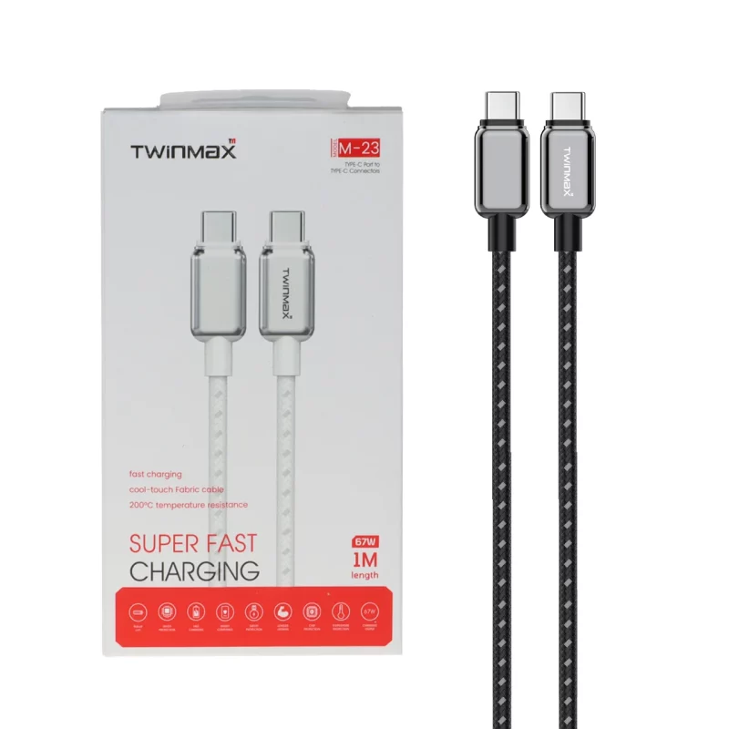 کابل شارژ فست TwinMax Type-C to Type-C مدل M-23 67W - مشکی - تصویر 2