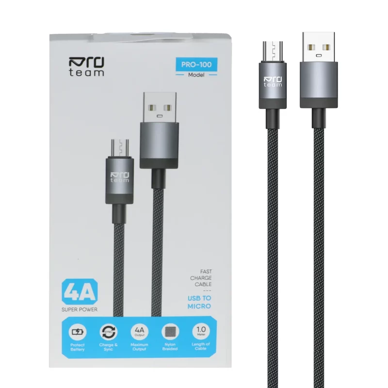 کابل شارژ اندروید ProTeam مدل Pro-100 - خاکستری - تصویر 2