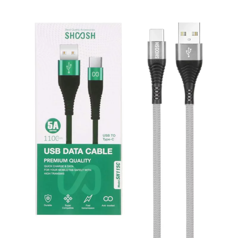 کابل شارژ کنفی 1.1 متری فست Shoosh Type-C مدل SH115C - طوسی - SMO - تصویر 2