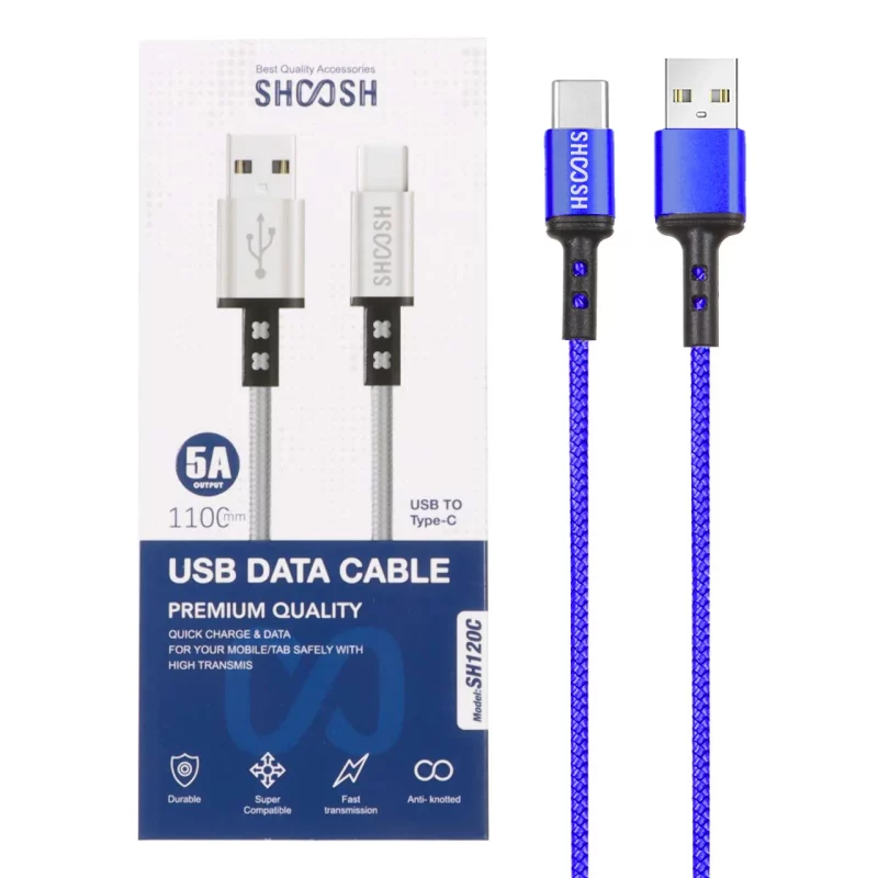 کابل شارژ کنفی 1.1 متری فست Shoosh Type-C مدل SH120C - آبی - SMO - تصویر 2