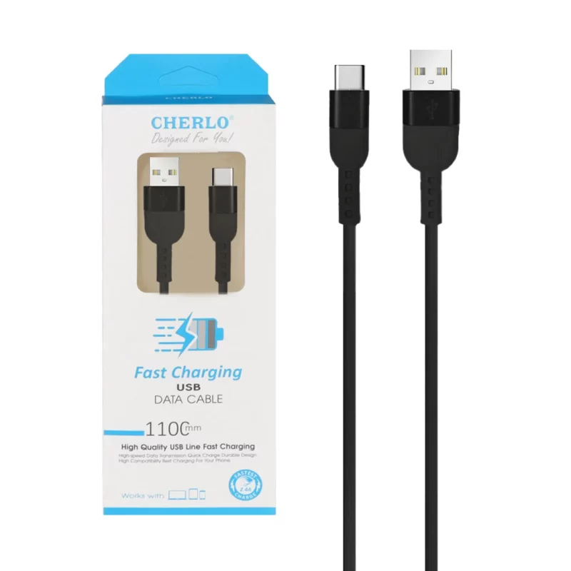 کابل شارژ 1.1 متری فست CHERLO Type-C مدل CH-TC06 - مشکی - SMO - تصویر 2