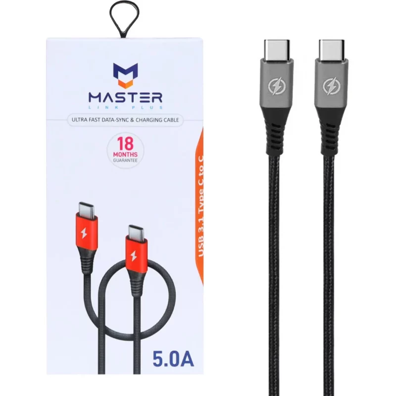 کابل شارژ فست MASTER Type-C to Type-C مدل ETM 002 - مشکی خاکستری - تصویر 2