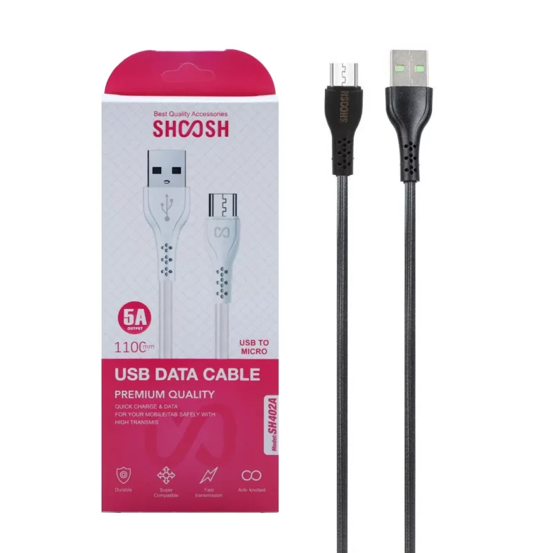 کابل شارژ 1.1 متری فست اندروید Shoosh مدل SH402A - مشکی - SMO - تصویر 2