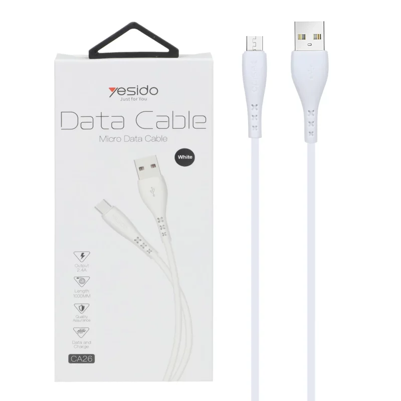 کابل شارژ فست اندروید yesido مدل CA26 -سفید (گارانتی 18 ماه تعویض نیکان همراه) - تصویر 2
