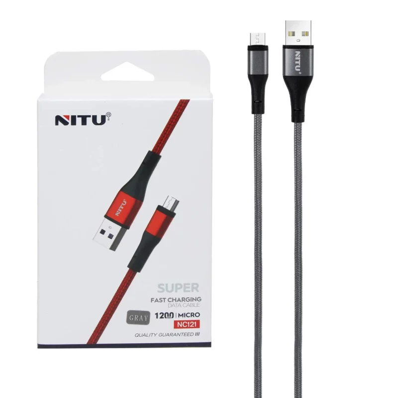کابل شارژو دیتا فست کنفی اندروید NITU مدل NC121 - خاکستری (گارانتی 18 ماه تعویض نیکان همراه) - تصویر 2
