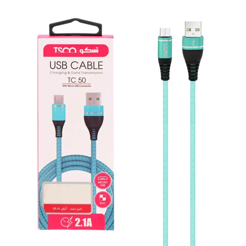 کابل شارژ و دیتا فست اندروید TSCO مدل TC 50 - آبی(گارانتی 12 ماهه TSCO) - تصویر 2
