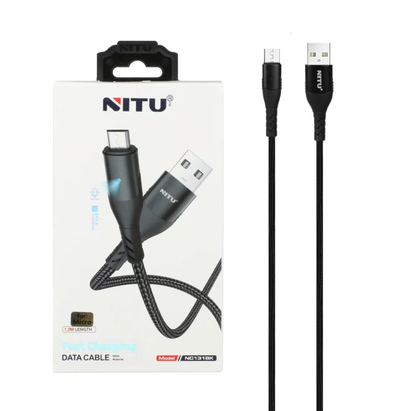 کابل شارژ 1.2 متری فست اندروید NITU مدل NC131BK - مشکی (گارانتی 18 ماه تعویض نیکان همراه) - تصویر 2