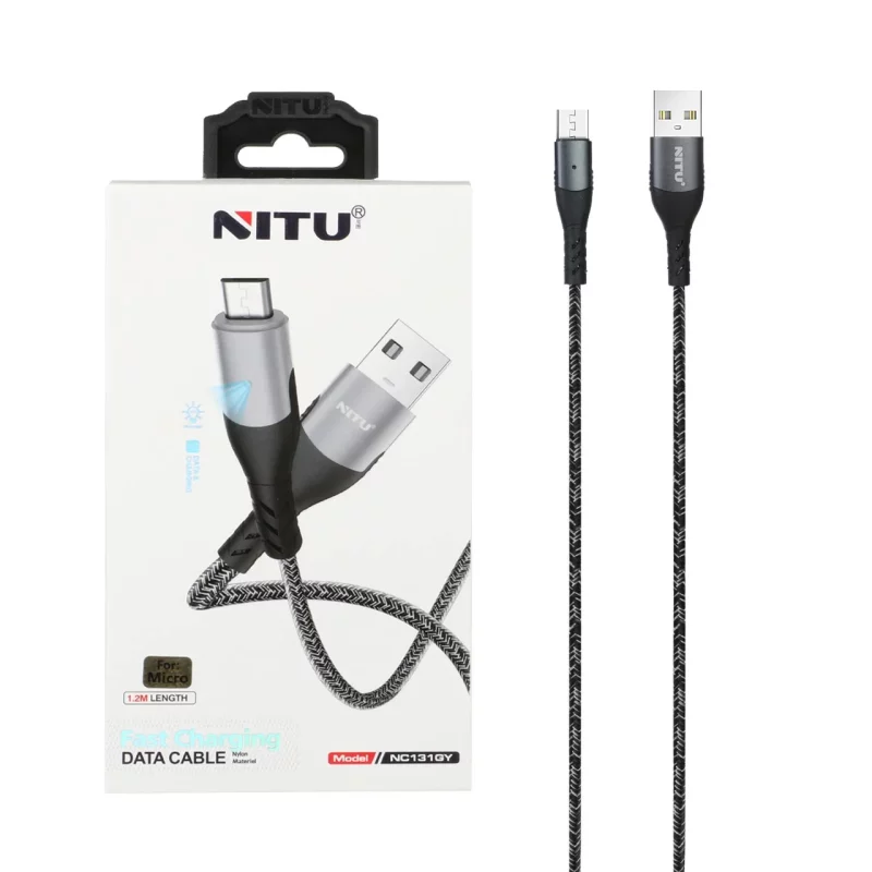 کابل شارژ 1.2 متری فست اندروید NITU مدل NC131GY - خاکستری (گارانتی 18 ماه تعویض نیکان همراه) - تصویر 2