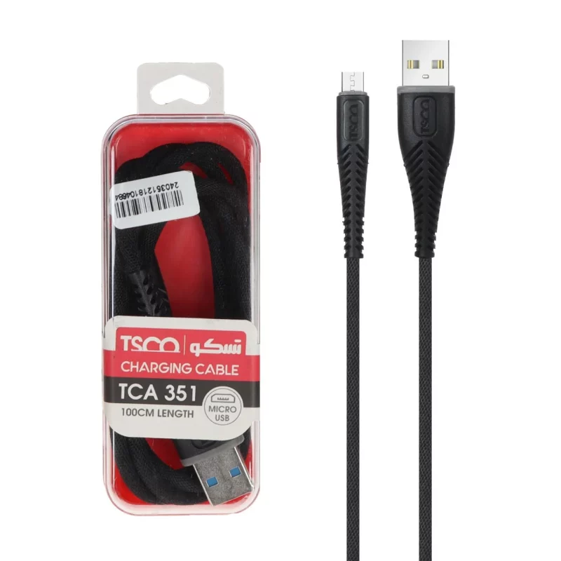 کابل شارژ و دیتا کنفی 1 متری اندروید TSCO مدل TCA 351 - مشکی (گارانتی 12 ماهه TSCO) - تصویر 2