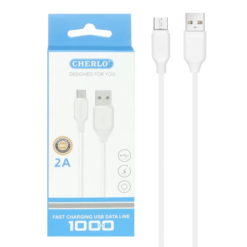 کابل شارژ اندروید CHERLO مدل CH-V801 - سفید - SMO - تصویر 2