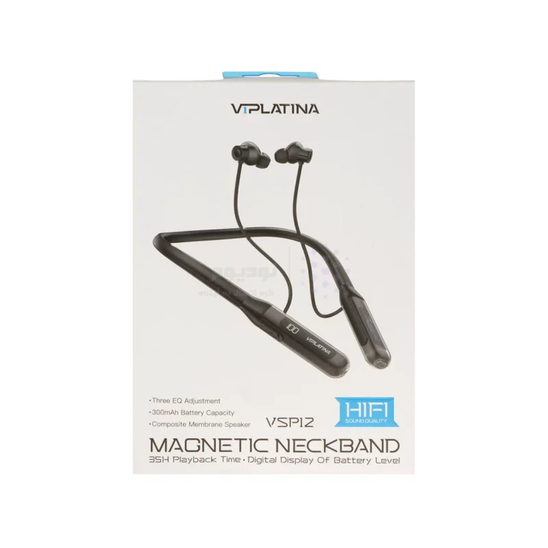 هندزفری گردنی بی سیم با سری مگنتی VIPLATINA دارای نمایشگر LED درصد باتری مدل VSP12 - مشکی (گارانتی 18 ماه تعویض نیکان همراه) - تصویر 3