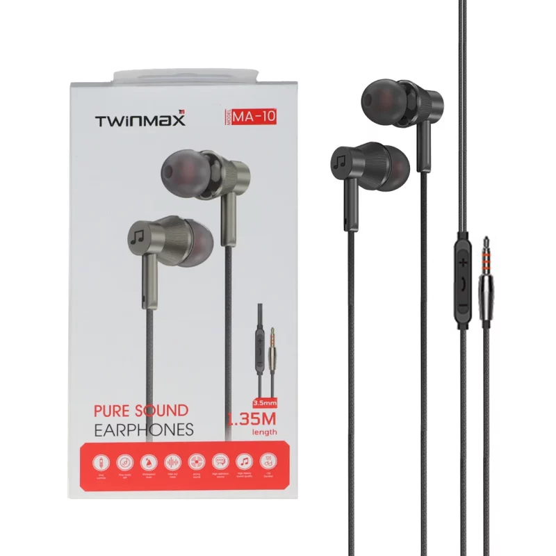 هندزفری باسیم TwinMax مدل MA-10 - مشکی - تصویر 2