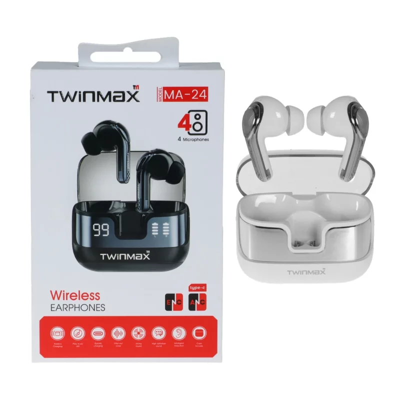 ایرفون بی سیم TwinMax مدل MA-24 ANC - نقره ای - تصویر 2