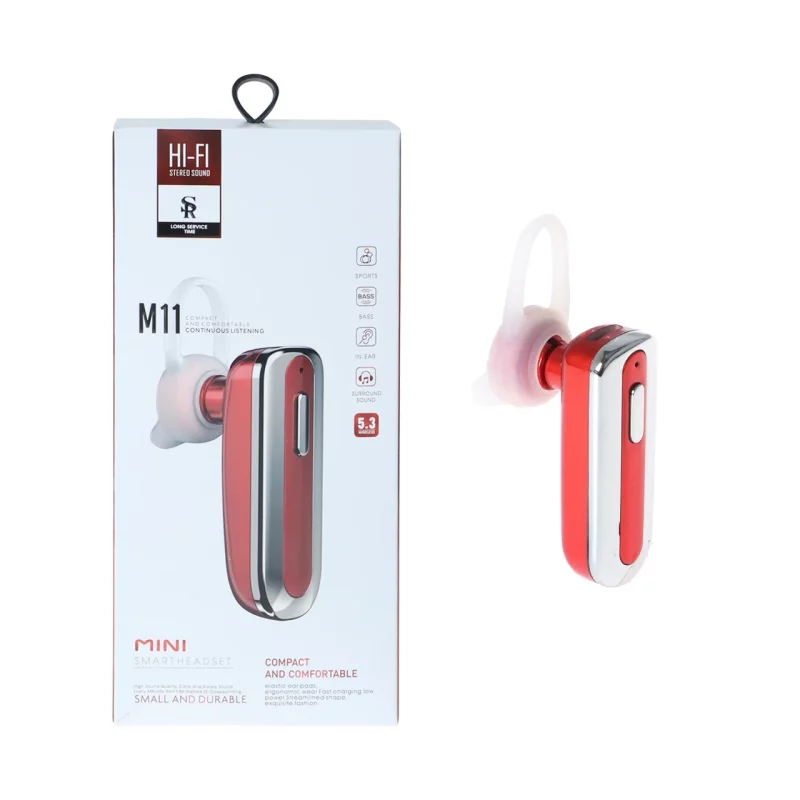 هندزفری بی سیم تک گوش HI-FI مدل M11 - قرمز - تصویر 2