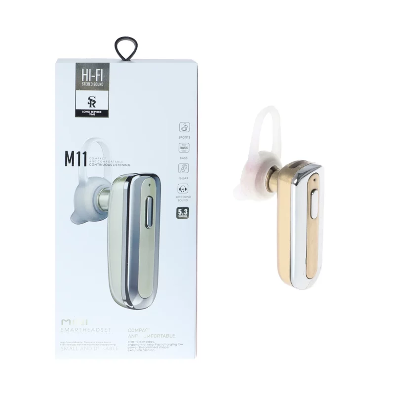 هندزفری بی سیم تک گوش HI-FI مدل M11 - طلایی - تصویر 2