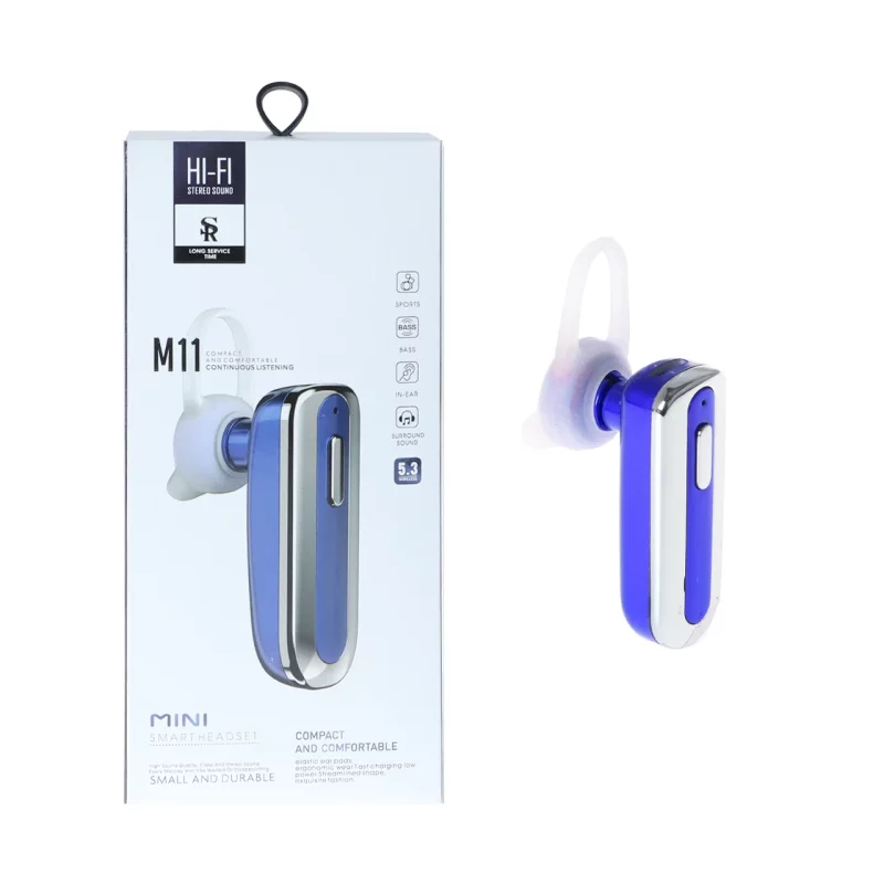 هندزفری بی سیم تک گوش HI-FI مدل M11 - آبی کاربنی - تصویر 2
