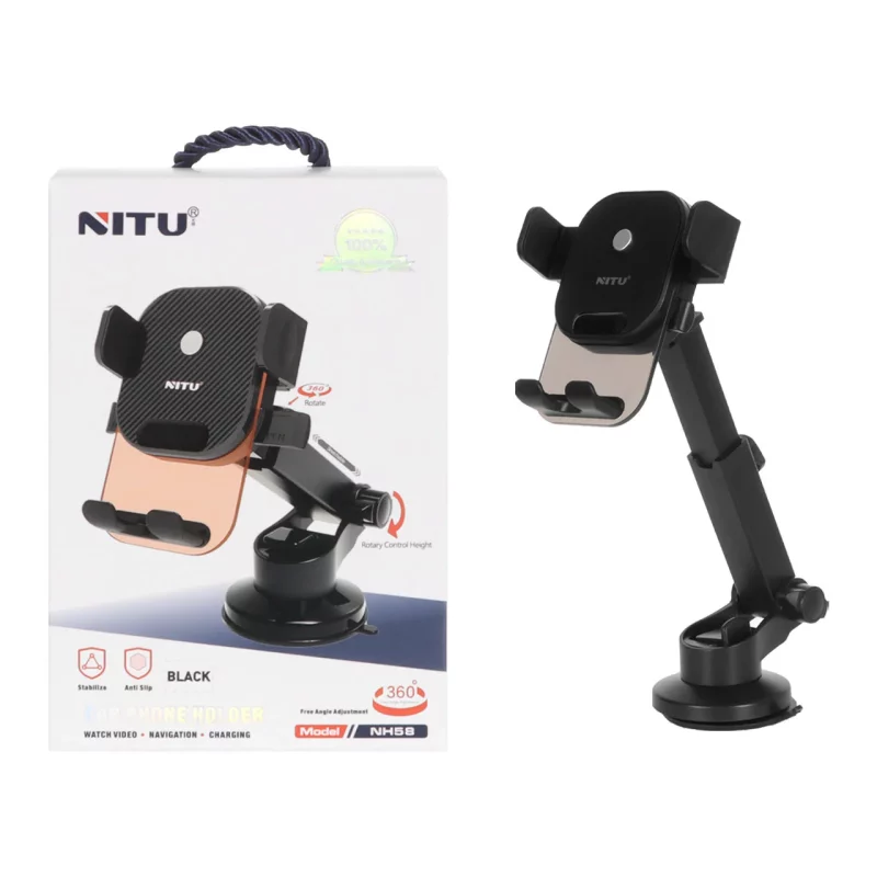 هولدر گوشی موبایل پایه دار Nitu مدل NH58 - مشکی - تصویر 2