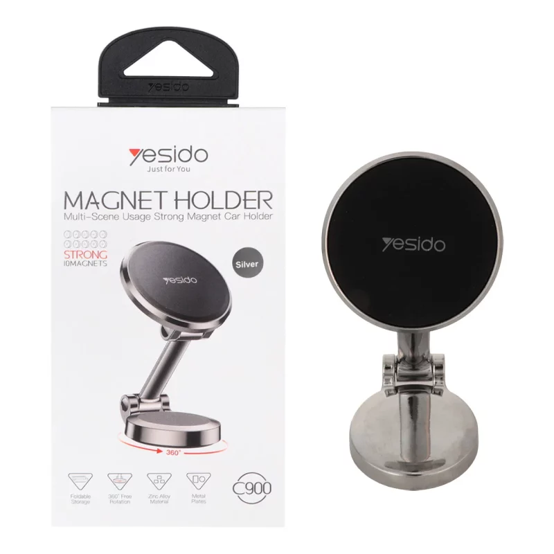 هولدر مگنتی گوشی موبایل Yesido مدل C900 - نقره ای - تصویر 2