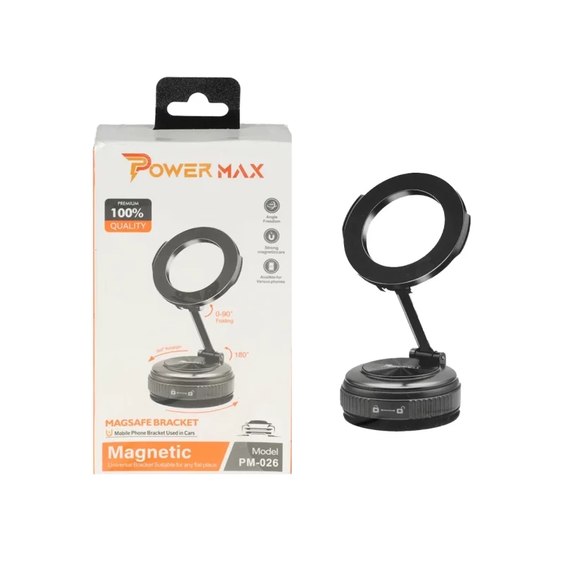 هولدر وکیومی مگنتی گوشی موبایل Power Max مدل PM-026 - مشکی - تصویر 2