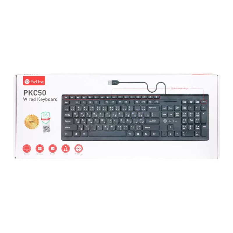 کیبورد باسیم ProOne مدل PKC50 - مشکی - تصویر 7