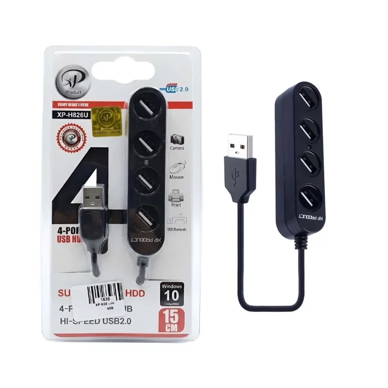 هاب 4 پورت XP Product USB2.0 مدل XP-H826U - مشکی - تصویر 2