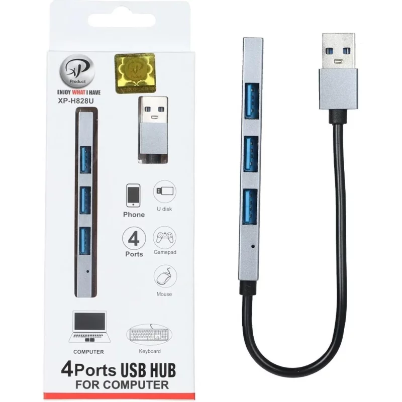 هاب 4 پورت XP Product USB2.0 مدل XP-H828U - خاکستری - تصویر 2