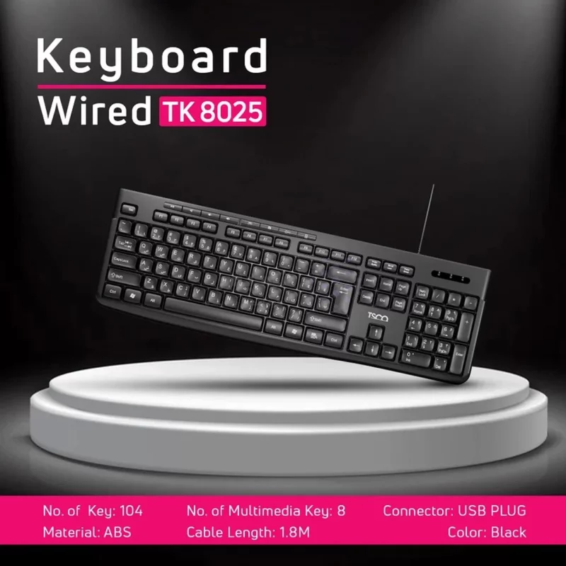 کیبورد باسیم TSCO مدل TK 8025 - مشکی - تصویر 6