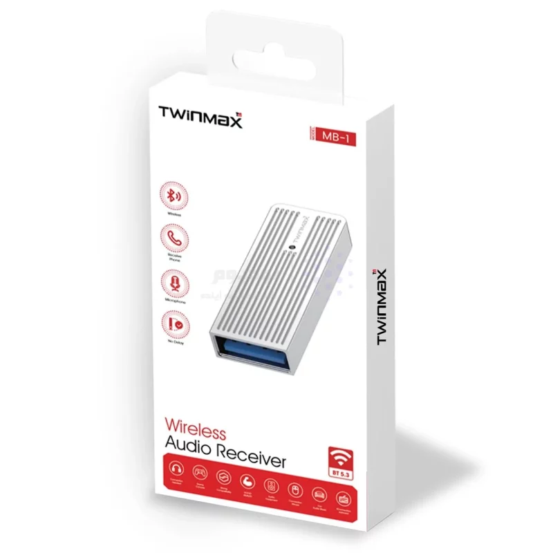 دانگل بلوتوث انتقال صدا TwinMax مدل MB-1 - نقره ای - تصویر 3