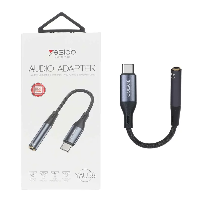 تبدیل yesido AUX TO Type-C مدل YAU38- مشکی (گارانتی 18 ماه تعویض نیکان همراه) - تصویر 2