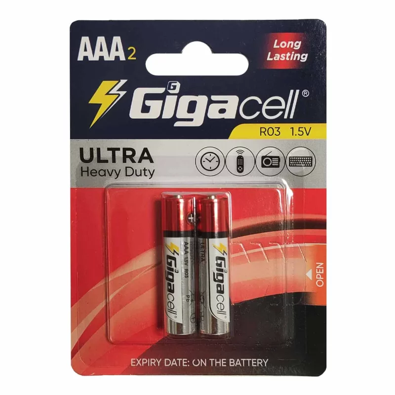 باتری نیم قلمی GigaCell-AAA مدل Ultra Heavy Duty بسته 2 عددی - تصویر 2