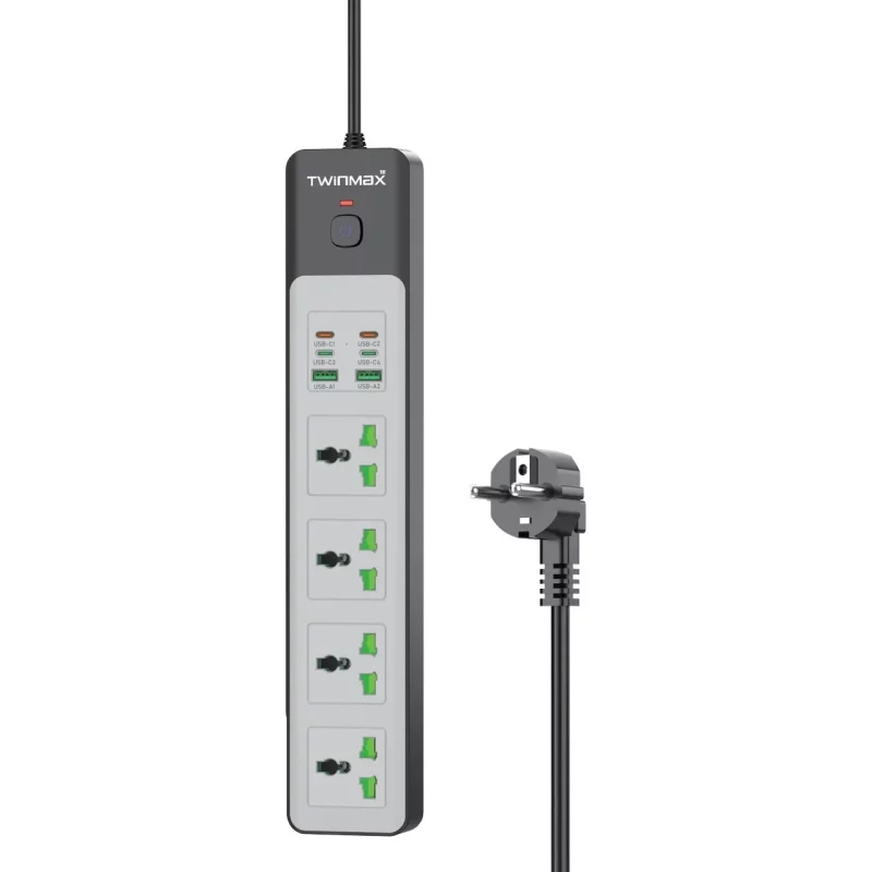چندراهی برق 4 خانه TwinMax مدل MX-60 65W - مشکی - تصویر 2