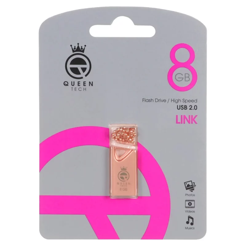Queen LINK USB2.0 Flash Memory - 8GB (گارانتی مادام العمر شرکت آی تین) رزگلد - تصویر 2
