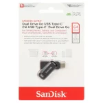 SanDisk Ultra Dual Drive Go USB Type-C USB3.2 Flash Memory (300MB/S) - 64GB (گارانتی سورین) مشکی