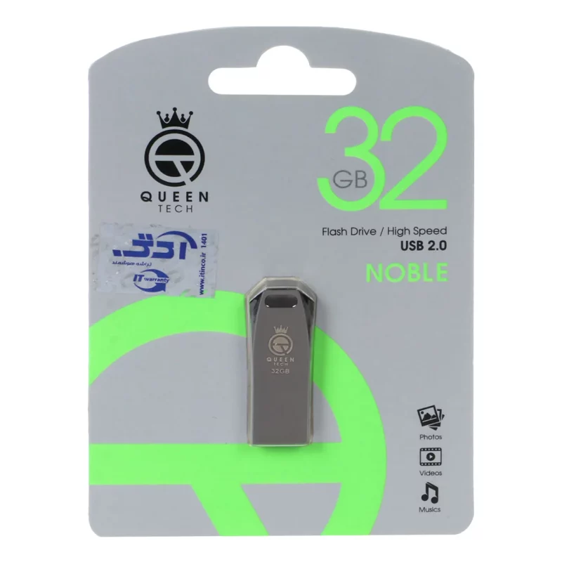 Queen Noble USB2.0 Flash Memory-32GB مشکی (گارانتی مادام العمر شرکت آی تین) - تصویر 2